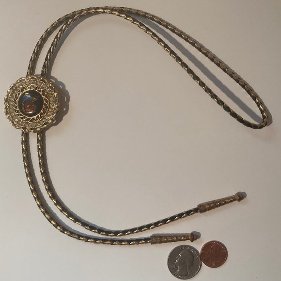 Vintage Metal Bolo Tie, Brass, Paternal Order Of Eagles, Club, Lodge, Nice Spark - Picture 6 of 6